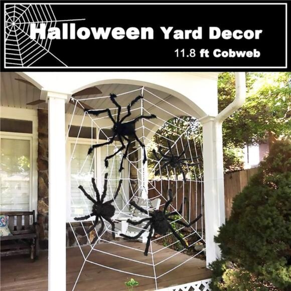 Halloween Spider Decorations Aitey Halloween Scary Giant Spider Set with 4 Large - Picture 2 of 7